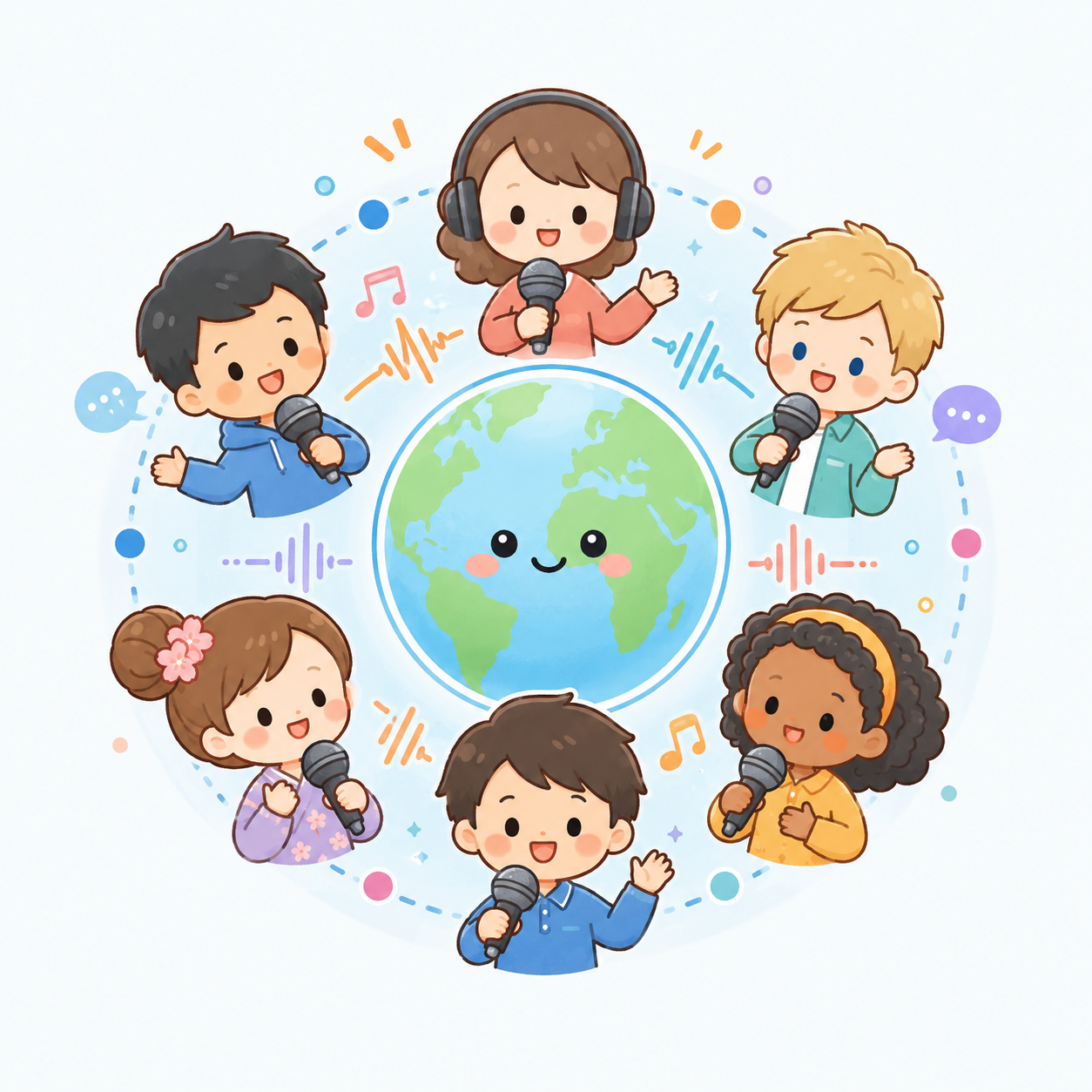 世界をつなぐナレーターのイラスト